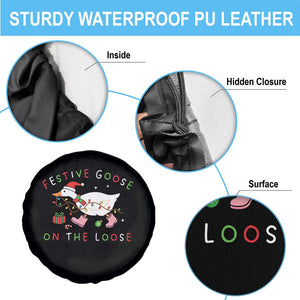 Funny Christmas Goose Spare Tire Cover Festive Goose On The Loose Xmas Duck Meme TS10 Print Your Wear