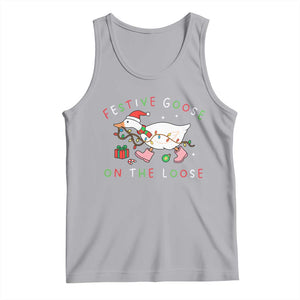 Funny Christmas Goose Tank Top Festive Goose On The Loose Xmas Duck Meme TS10 Athletic Heather Print Your Wear