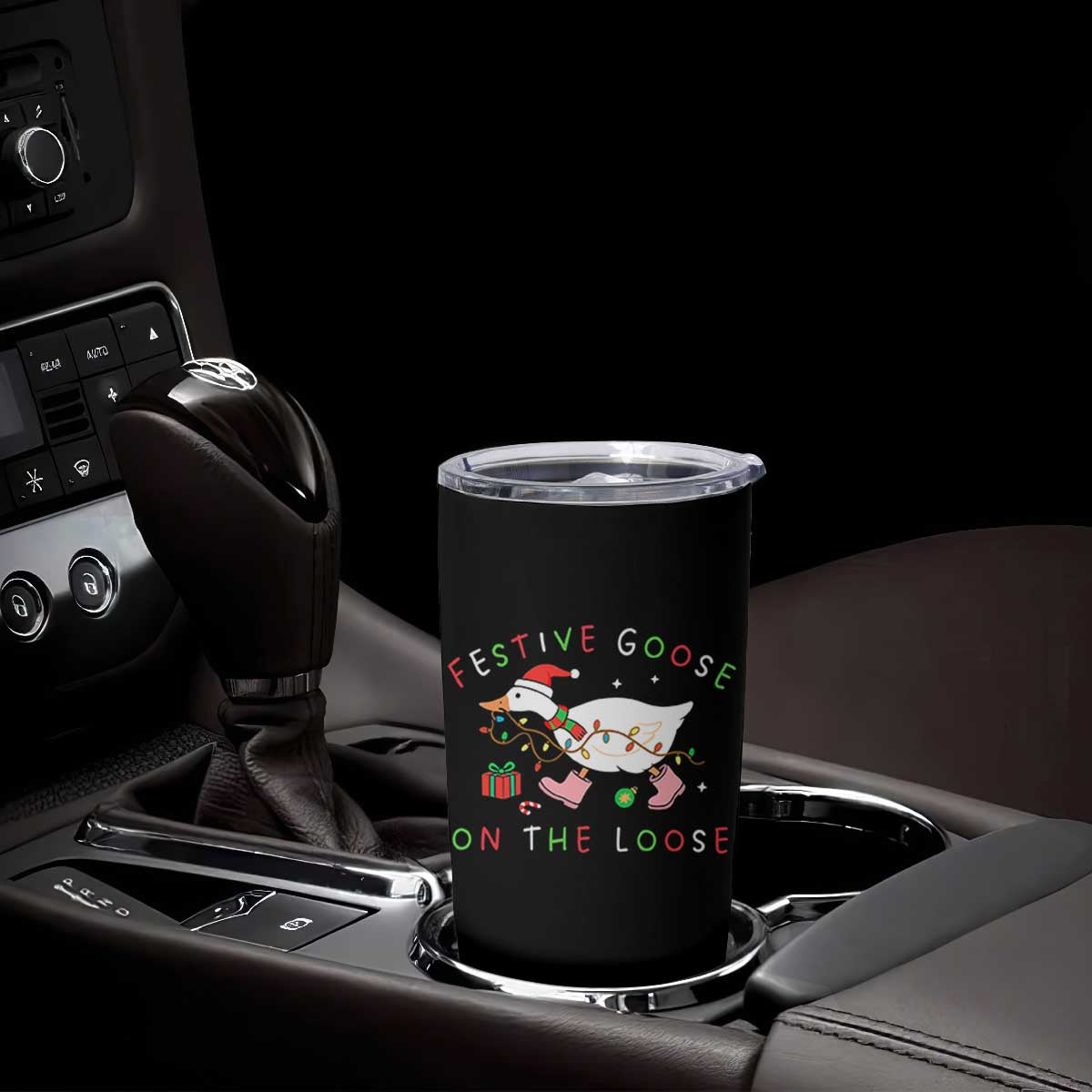 Funny Christmas Goose Tumbler Cup Festive Goose On The Loose Xmas Duck Meme TS10 Print Your Wear