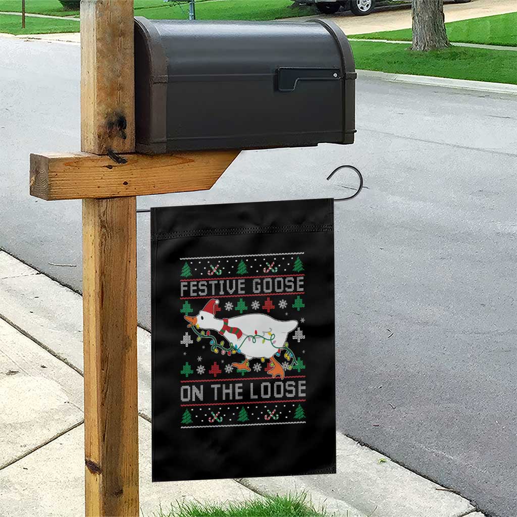 Funny Goose Ugly Christmas Garden Flag Festive Goose On The Loose TS10 Print Your Wear
