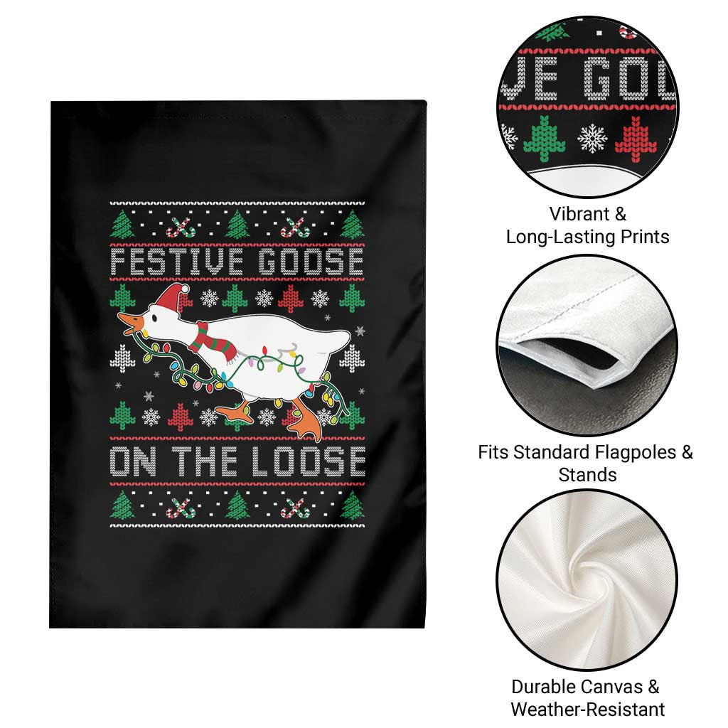 Funny Goose Ugly Christmas Garden Flag Festive Goose On The Loose TS10 Print Your Wear