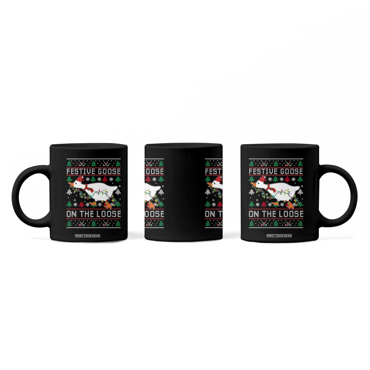 Funny Goose Ugly Christmas Coffee Mug Festive Goose On The Loose TS10 Print Your Wear