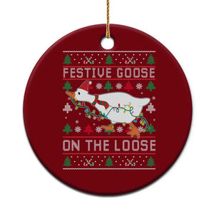 Funny Goose Ugly Christmas Ceramic Ornament Festive Goose On The Loose TS10 1pc Red Print Your Wear
