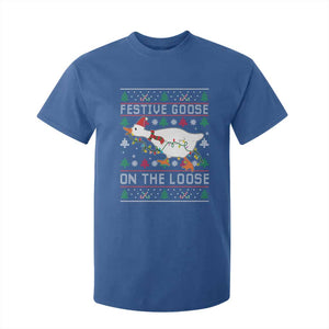 Funny Goose Ugly Christmas T Shirt For Kid Festive Goose On The Loose TS10 Royal Blue Print Your Wear
