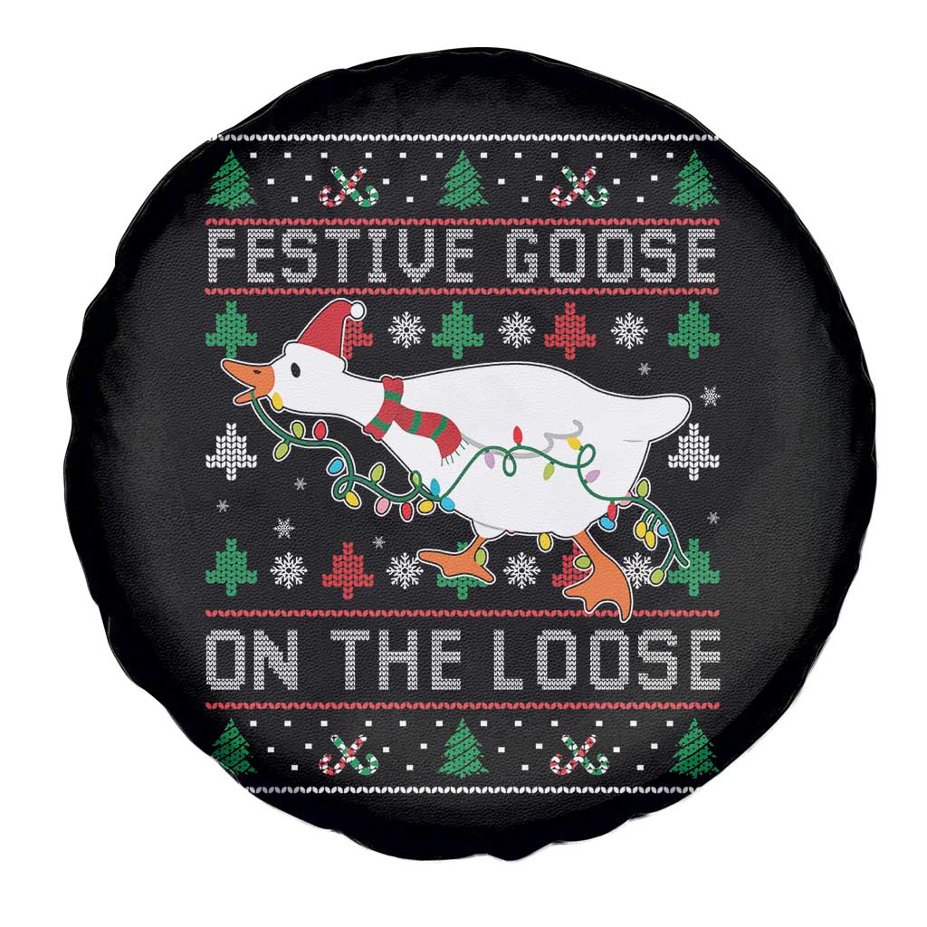 Funny Goose Ugly Christmas Spare Tire Cover Festive Goose On The Loose TS10 Print Your Wear