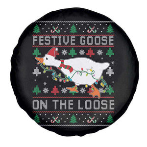 Funny Goose Ugly Christmas Spare Tire Cover Festive Goose On The Loose TS10 Print Your Wear