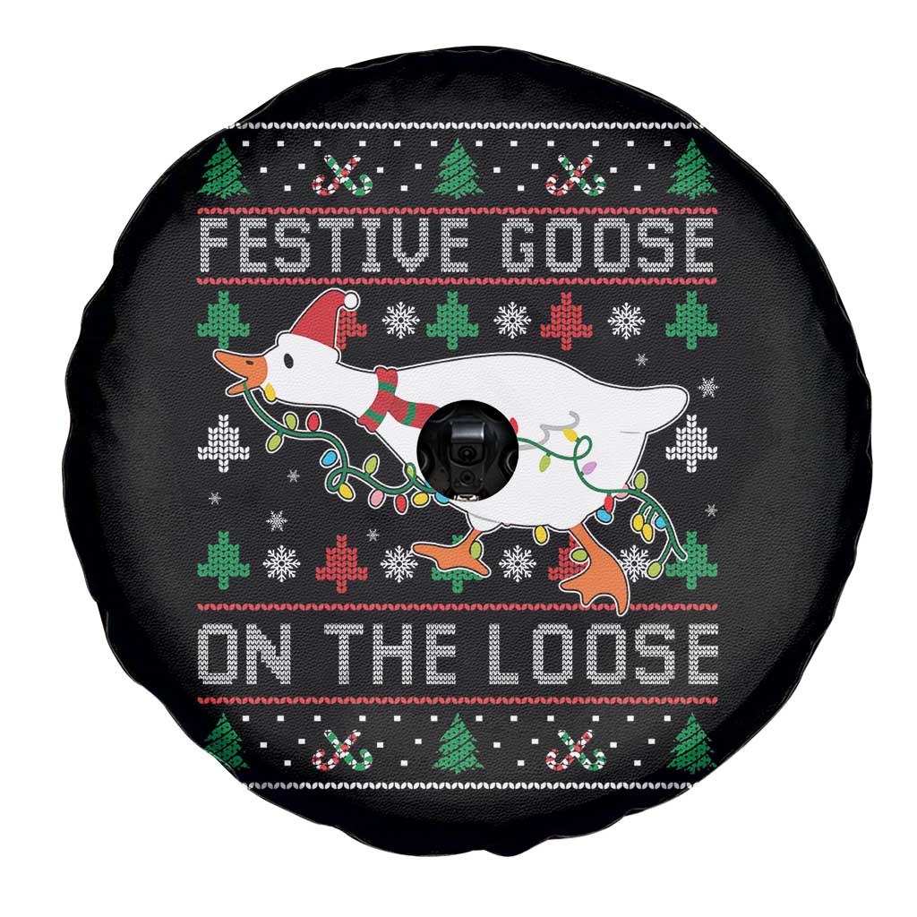 Funny Goose Ugly Christmas Spare Tire Cover Festive Goose On The Loose TS10 Print Your Wear