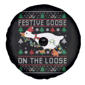 Funny Goose Ugly Christmas Spare Tire Cover Festive Goose On The Loose TS10 Print Your Wear