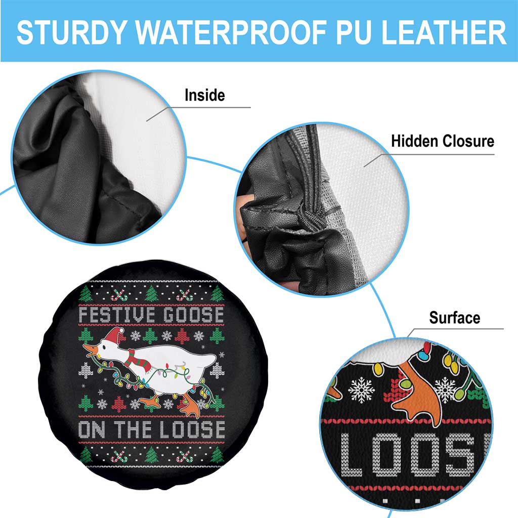 Funny Goose Ugly Christmas Spare Tire Cover Festive Goose On The Loose TS10 Print Your Wear
