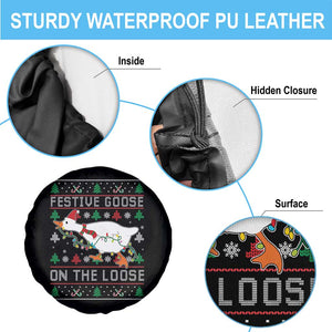 Funny Goose Ugly Christmas Spare Tire Cover Festive Goose On The Loose TS10 Print Your Wear