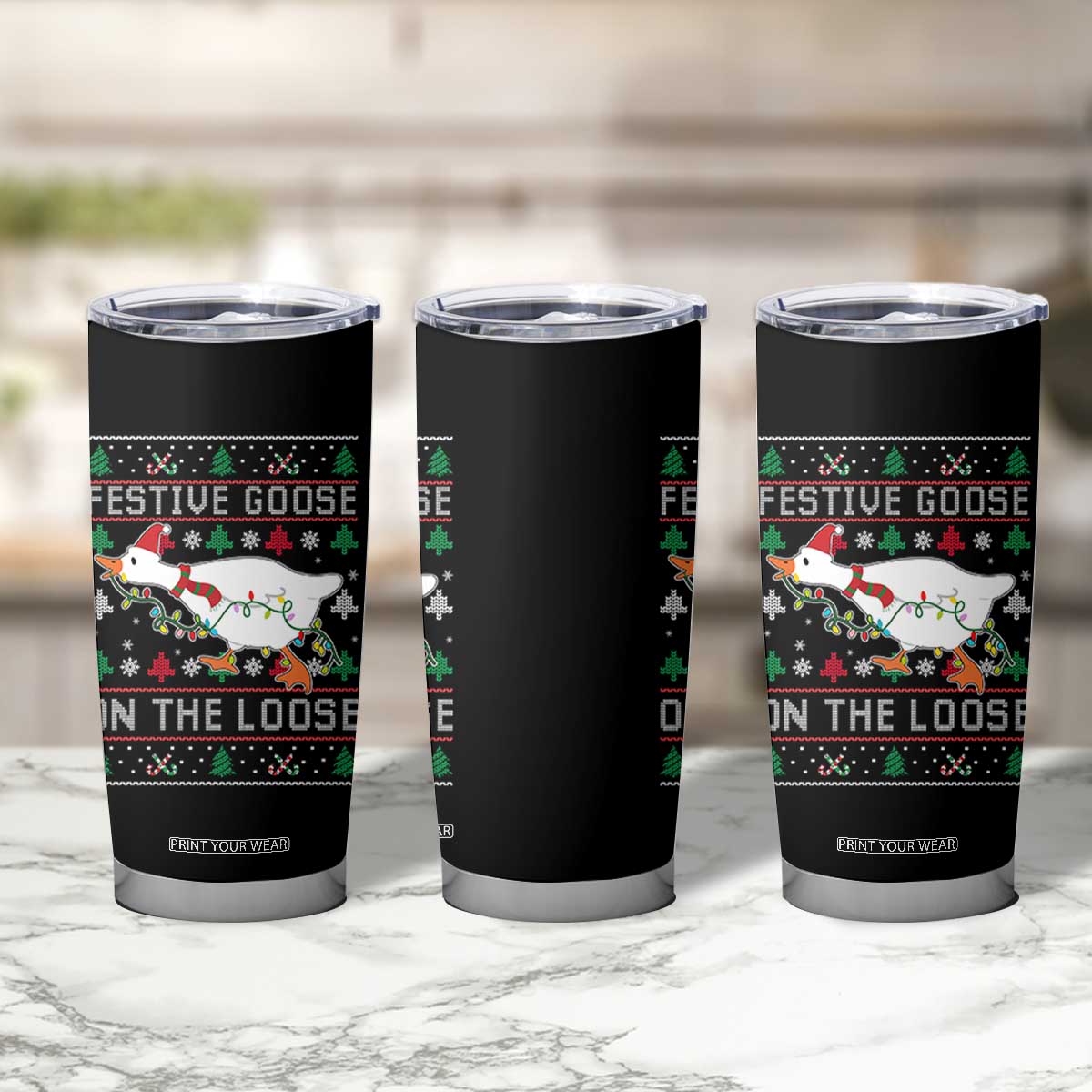 Funny Goose Ugly Christmas Tumbler Cup Festive Goose On The Loose TS10 Print Your Wear