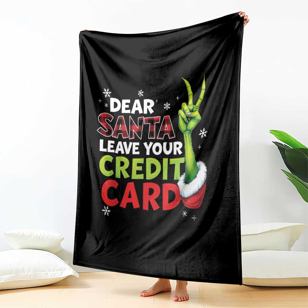 Funny Christmas Throw Blanket Dear Santa Leave Your Credit Card Red Plaid Pajamas TS10 Print Your Wear