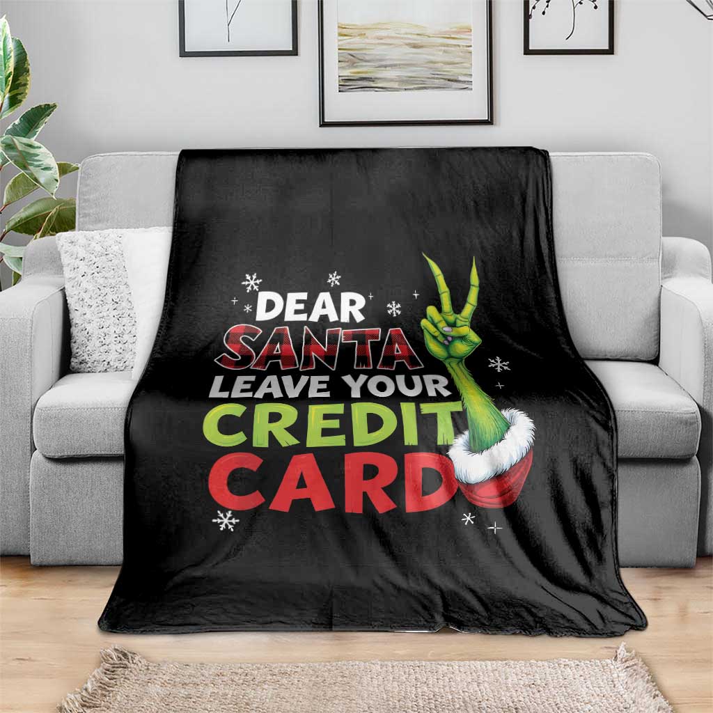 Funny Christmas Throw Blanket Dear Santa Leave Your Credit Card Red Plaid Pajamas TS10 Print Your Wear