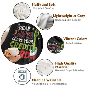 Funny Christmas Throw Blanket Dear Santa Leave Your Credit Card Red Plaid Pajamas TS10 Print Your Wear