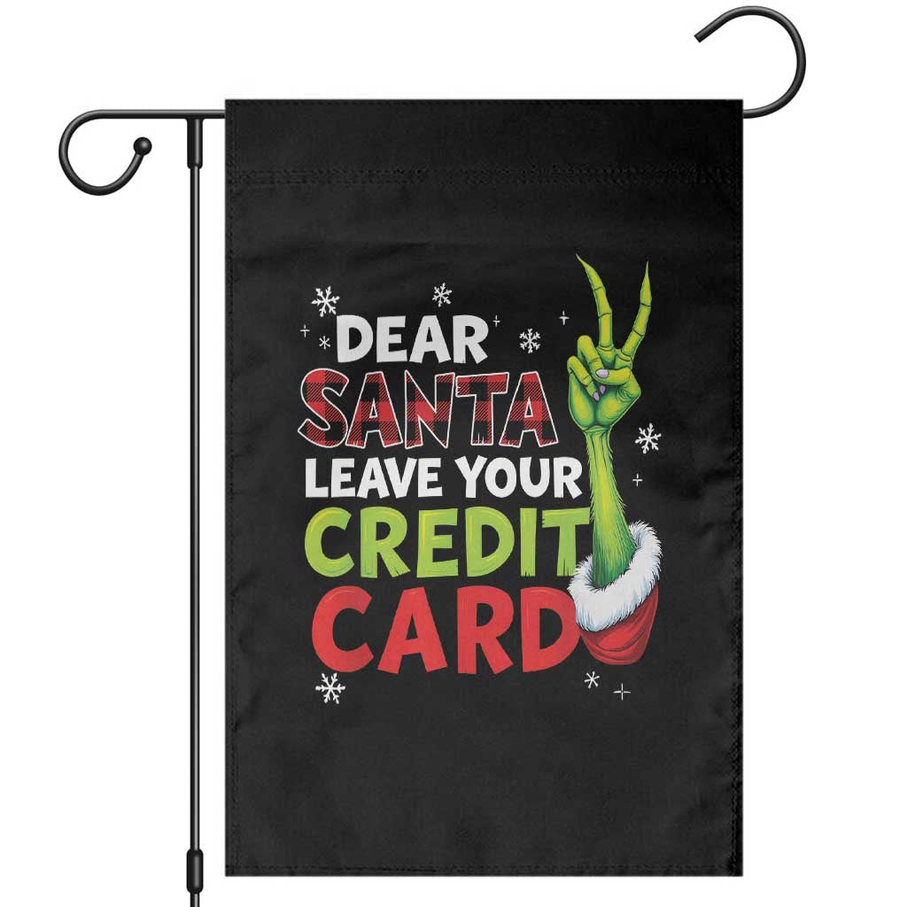Funny Christmas Garden Flag Dear Santa Leave Your Credit Card Red Plaid Pajamas TS10 Black Print Your Wear