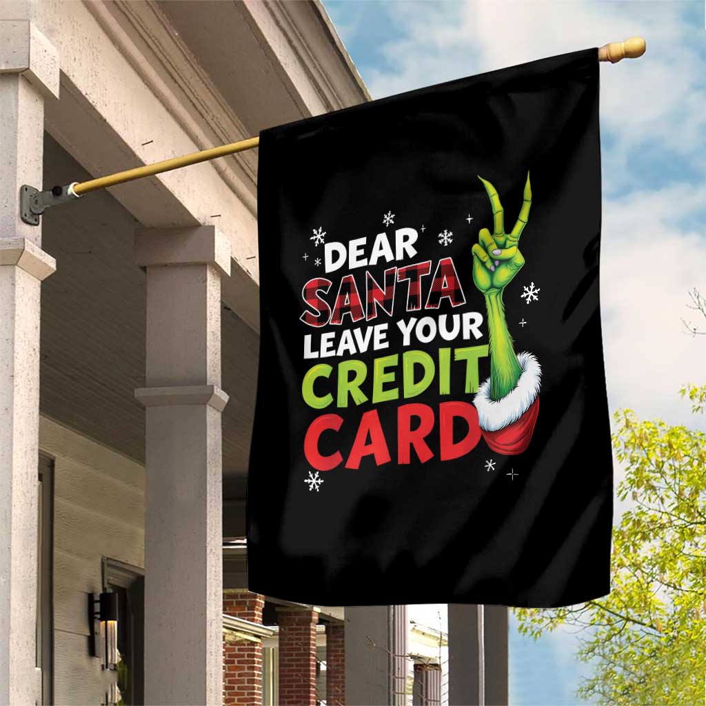 Funny Christmas Garden Flag Dear Santa Leave Your Credit Card Red Plaid Pajamas TS10 Print Your Wear