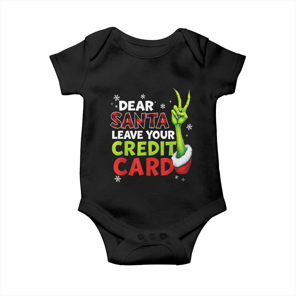 Funny Christmas Baby Onesie Dear Santa Leave Your Credit Card Red Plaid Pajamas TS10 Black Print Your Wear