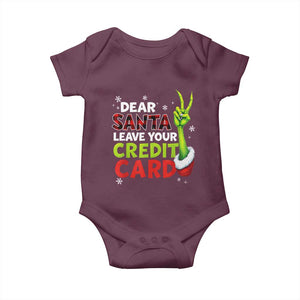 Funny Christmas Baby Onesie Dear Santa Leave Your Credit Card Red Plaid Pajamas TS10 Maroon Print Your Wear