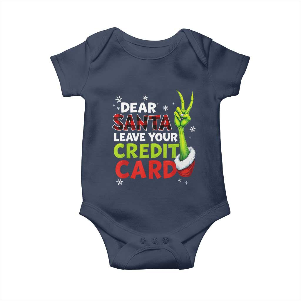Funny Christmas Baby Onesie Dear Santa Leave Your Credit Card Red Plaid Pajamas TS10 Navy Print Your Wear