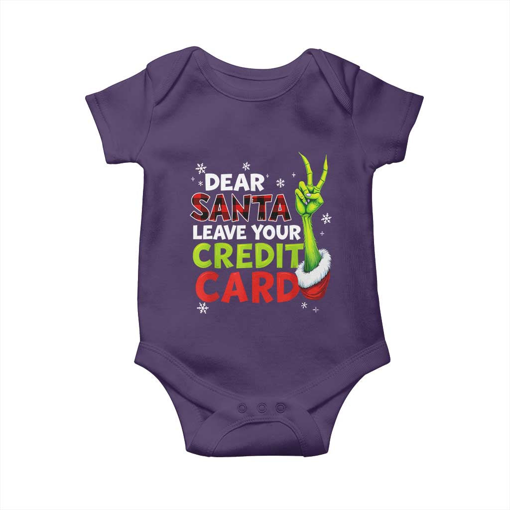 Funny Christmas Baby Onesie Dear Santa Leave Your Credit Card Red Plaid Pajamas TS10 Purple Print Your Wear