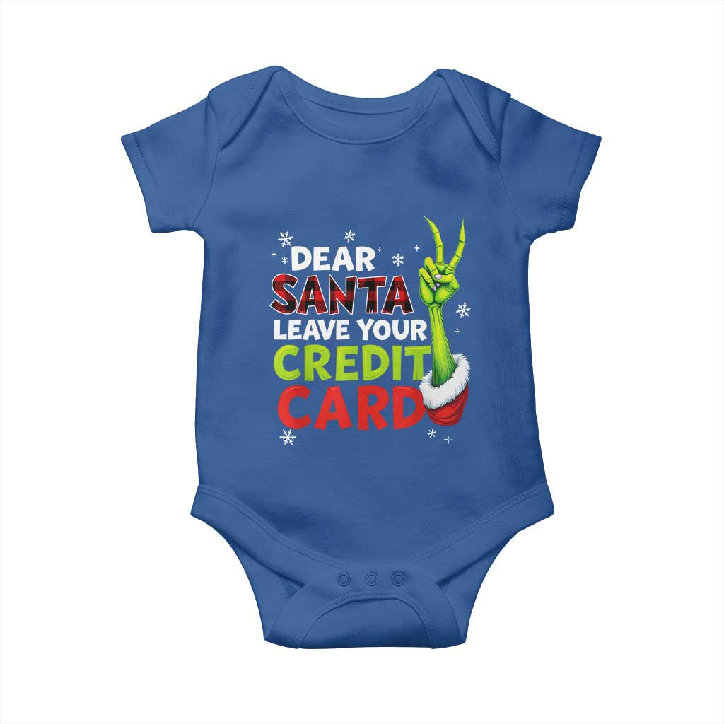 Funny Christmas Baby Onesie Dear Santa Leave Your Credit Card Red Plaid Pajamas TS10 Royal Blue Print Your Wear