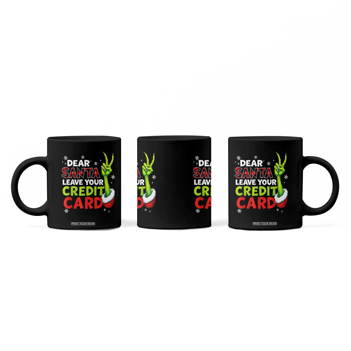 Funny Christmas Coffee Mug Dear Santa Leave Your Credit Card Red Plaid Pajamas TS10 Print Your Wear