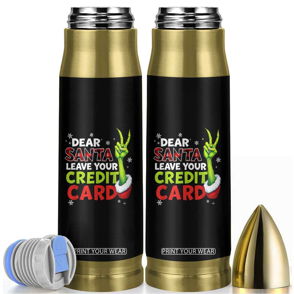 Funny Christmas Bullet Tumbler Dear Santa Leave Your Credit Card Red Plaid Pajamas TS10 Black Print Your Wear