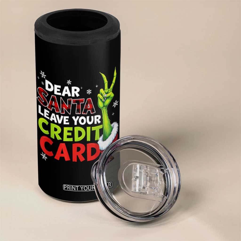Funny Christmas 4 in 1 Can Cooler Tumbler Dear Santa Leave Your Credit Card Red Plaid Pajamas TS10 Print Your Wear