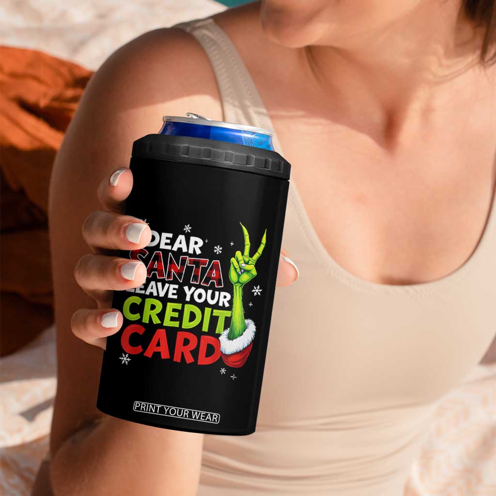 Funny Christmas 4 in 1 Can Cooler Tumbler Dear Santa Leave Your Credit Card Red Plaid Pajamas TS10 Print Your Wear