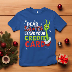 Funny Christmas T Shirt Dear Santa Leave Your Credit Card Red Plaid Pajamas TS10 Royal Blue Print Your Wear