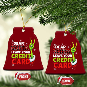 Funny Christmas Ceramic Ornament Dear Santa Leave Your Credit Card Red Plaid Pajamas TS10 Print Your Wear