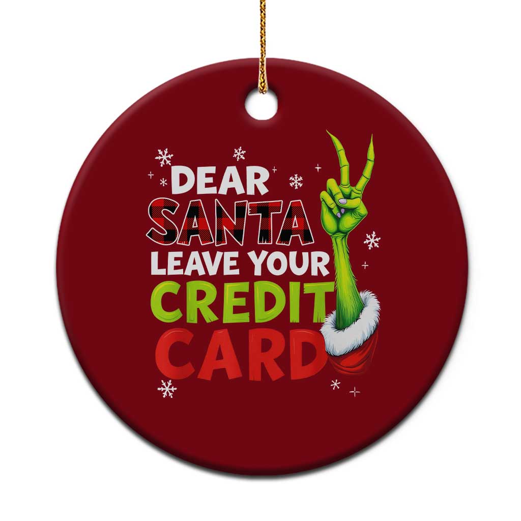 Funny Christmas Ceramic Ornament Dear Santa Leave Your Credit Card Red Plaid Pajamas TS10 1pc Red Print Your Wear