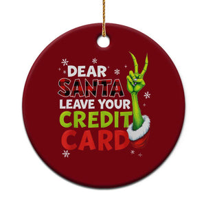Funny Christmas Ceramic Ornament Dear Santa Leave Your Credit Card Red Plaid Pajamas TS10 1pc Red Print Your Wear