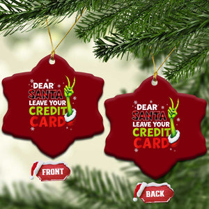 Funny Christmas Ceramic Ornament Dear Santa Leave Your Credit Card Red Plaid Pajamas TS10 Print Your Wear