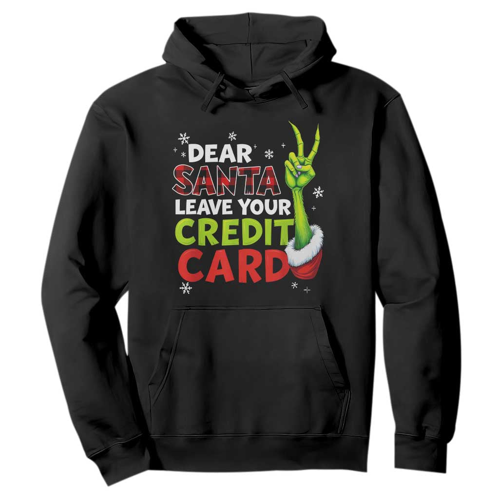 Funny Christmas Hoodie Dear Santa Leave Your Credit Card Red Plaid Pajamas TS10 Black Print Your Wear