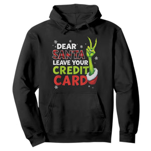 Funny Christmas Hoodie Dear Santa Leave Your Credit Card Red Plaid Pajamas TS10 Black Print Your Wear