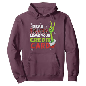 Funny Christmas Hoodie Dear Santa Leave Your Credit Card Red Plaid Pajamas TS10 Maroon Print Your Wear