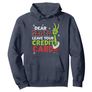 Funny Christmas Hoodie Dear Santa Leave Your Credit Card Red Plaid Pajamas TS10 Navy Print Your Wear