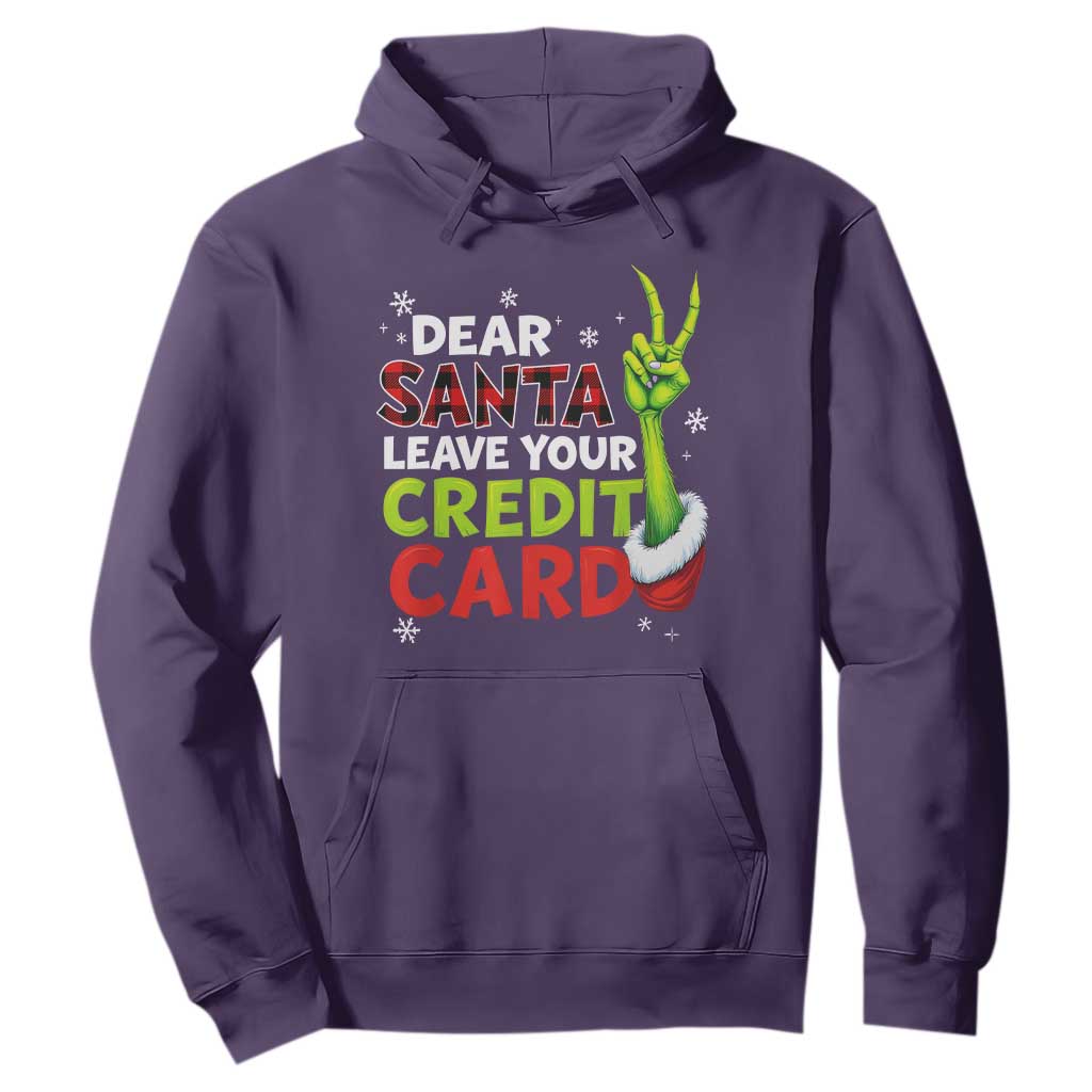 Funny Christmas Hoodie Dear Santa Leave Your Credit Card Red Plaid Pajamas TS10 Purple Print Your Wear
