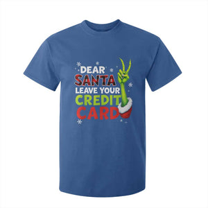 Funny Christmas T Shirt For Kid Dear Santa Leave Your Credit Card Red Plaid Pajamas TS10 Royal Blue Print Your Wear