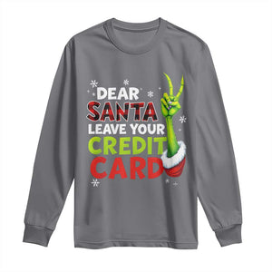 Funny Christmas Long Sleeve Shirt Dear Santa Leave Your Credit Card Red Plaid Pajamas TS10 Charcoal Print Your Wear