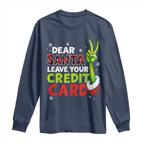 Funny Christmas Long Sleeve Shirt Dear Santa Leave Your Credit Card Red Plaid Pajamas TS10 Navy Print Your Wear