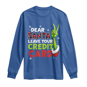 Funny Christmas Long Sleeve Shirt Dear Santa Leave Your Credit Card Red Plaid Pajamas TS10 Royal Blue Print Your Wear