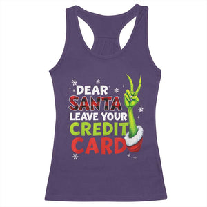 Funny Christmas Racerback Tank Top Dear Santa Leave Your Credit Card Red Plaid Pajamas TS10 Purple Print Your Wear