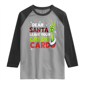 Funny Christmas Raglan Shirt Dear Santa Leave Your Credit Card Red Plaid Pajamas TS10 Sport Gray Black Print Your Wear
