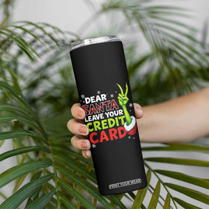 Funny Christmas Skinny Tumbler Dear Santa Leave Your Credit Card Red Plaid Pajamas TS10 Print Your Wear