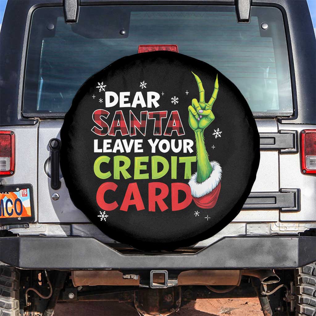Funny Christmas Spare Tire Cover Dear Santa Leave Your Credit Card Red Plaid Pajamas TS10 No hole Black Print Your Wear