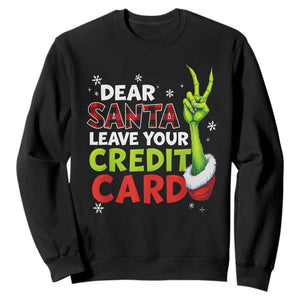 Funny Christmas Sweatshirt Dear Santa Leave Your Credit Card Red Plaid Pajamas TS10 Black Print Your Wear