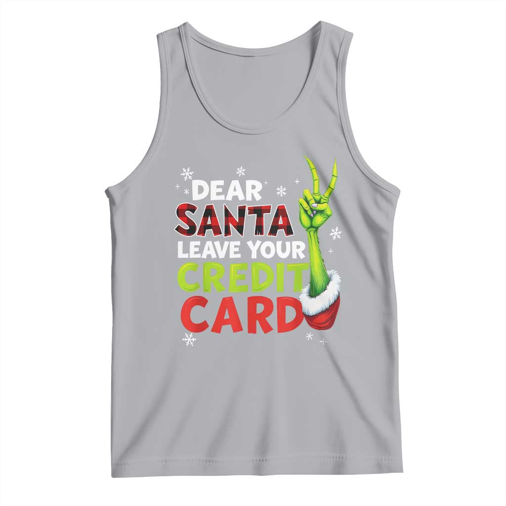 Funny Christmas Tank Top Dear Santa Leave Your Credit Card Red Plaid Pajamas TS10 Athletic Heather Print Your Wear