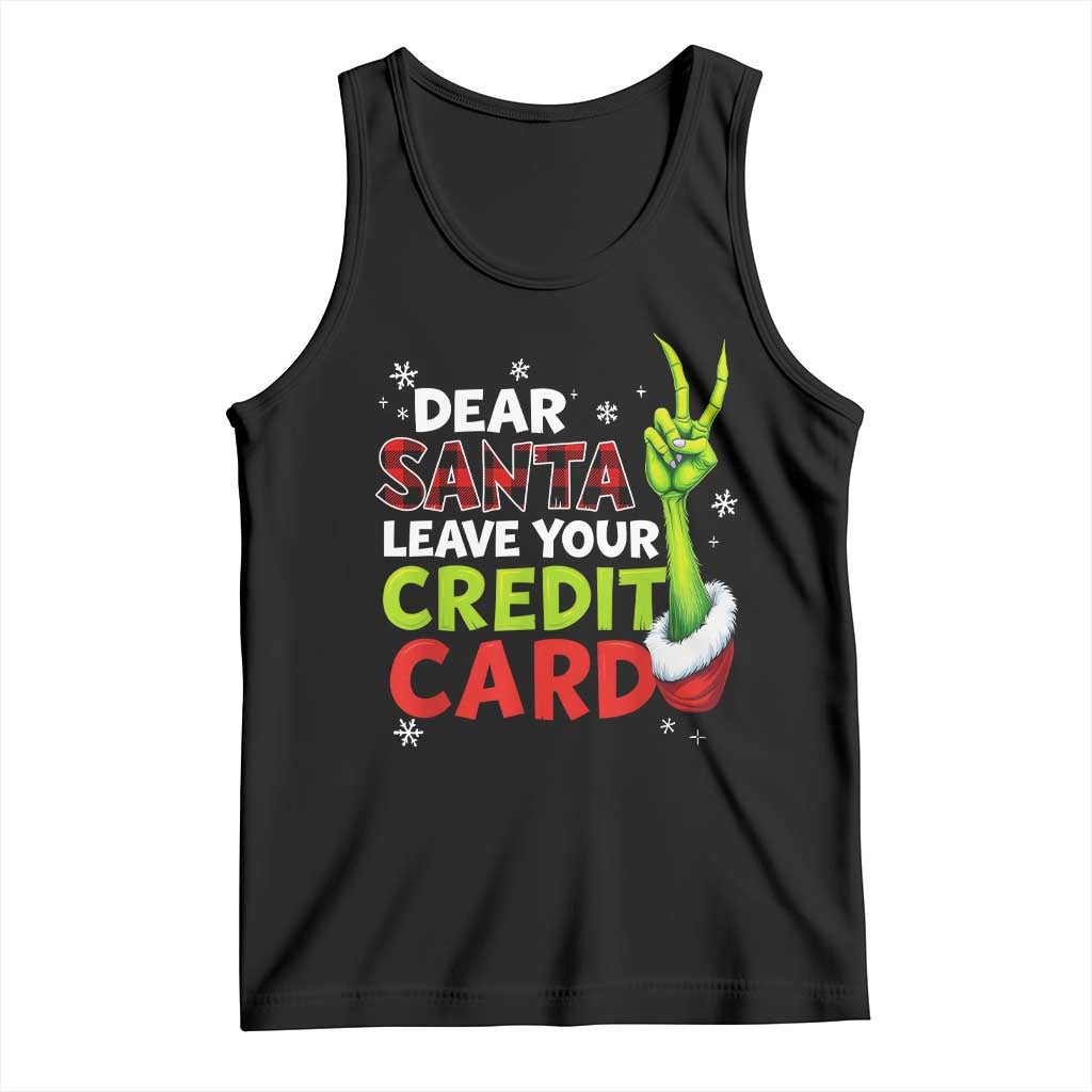 Funny Christmas Tank Top Dear Santa Leave Your Credit Card Red Plaid Pajamas TS10 Black Print Your Wear